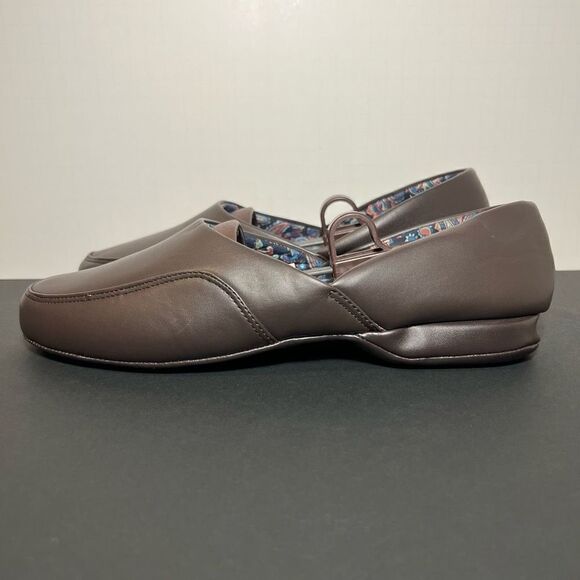 Mens DR. LEONARDS Brown Leather Slip On Comfort Flats / Size 10 Medium - Picture 4 of 9